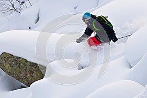 Freerider skiing in Siberia