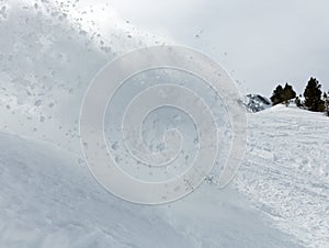 Freerider snowboarder in snow powder