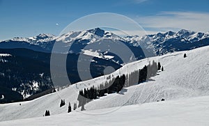 Freeriding zone at off-piste ski slope