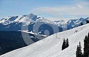 Freeriding zone at off-piste ski slope