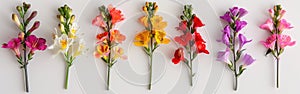 Freesia Blooms: A Stunning Set of Flowers on White Background