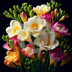 Freesias are fragrant annuals or perennials with funnel shaped photo