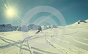 Freeskiing skier mountains photo