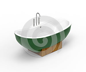 Freestanding modern green bathtub