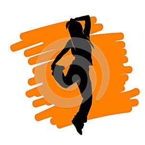 Freestyle dancer silhouette hip hop or breakdancing female illustration