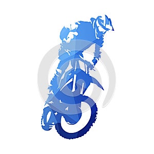 Freestyle motocross, fmx. Abstract blue geometric vector silhouette