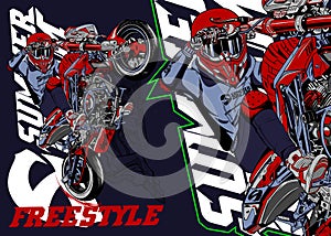 Freestyle motor sport rider illustration