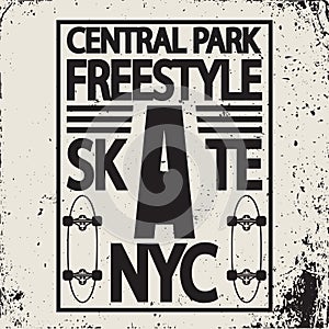 Freestyle New York City Skate Board typography emblem.