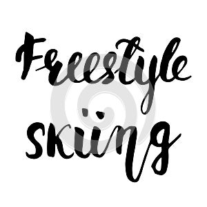 Freestyle skiing black lettering text