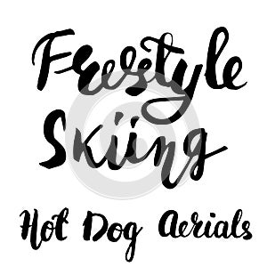 Freestyle skiing black lettering text