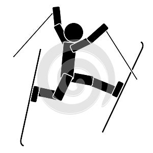 Freestyle skiing. Flat icon photo