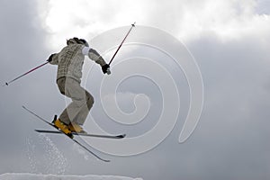 Freestyle. Snow Skier Jumping