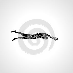 Freestyle Swimmer Silhouette. Sport pro swimming vector