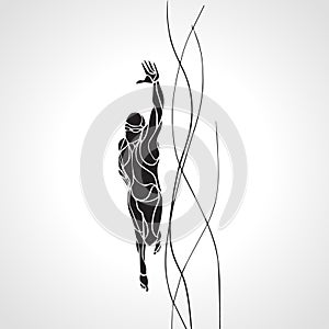 Freestyle Swimmer Silhouette. Sport swimming