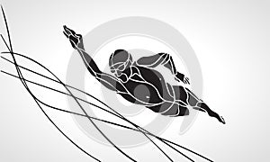 Freestyle Swimmer Silhouette. Sport swimming