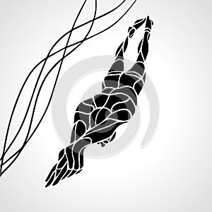 Freestyle Swimmer Silhouette. Sport swimming