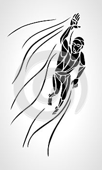 Freestyle Swimmer Silhouette. Sport swimming