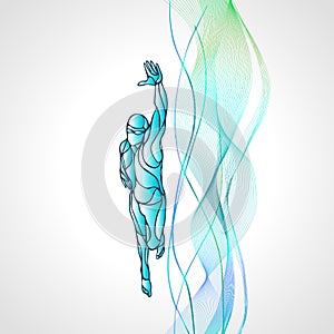 Freestyle Swimmer Silhouette. Sport swimming athlete