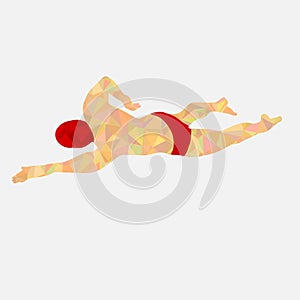 Freestyle Swimmer Silhouette. Sport swimming vector eps10