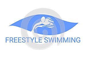 freestyle swimming sport vector line icon.