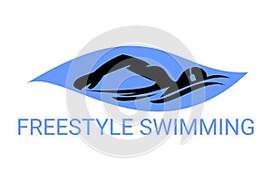 freestyle swimming sport vector line icon.