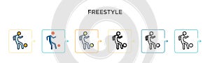 Freestyle vector icon in 6 different modern styles. Black, two colored freestyle icons designed in filled, outline, line and