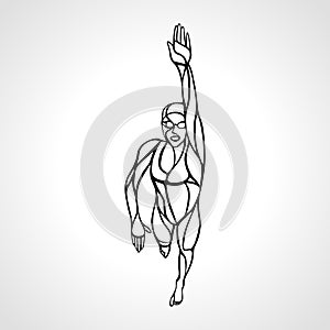 Freestyle Woman Swimmer Silhouette. Crawl. Sport swimming vector