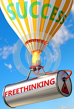 Freethinking and success - pictured as word Freethinking and a balloon, to symbolize that Freethinking can help achieving success photo
