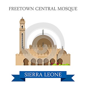 Freetown Central Mosque in Sierra Leone Flat vecto