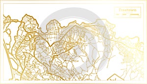Freetown Sierra Leone City Map in Retro Style in Golden Color. Outline Map