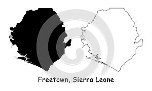 Freetown, Sierra Leone. Detailed Country Map with Location Pin on Capital City.