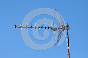 Freeview TV antenna on blue sky