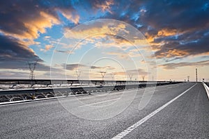 Freeway against the sunset glow