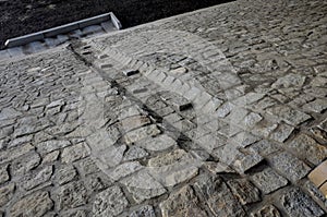 freeway bridge drainage. A sound-absorbing wall with holes lets water