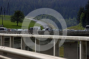 Freeway or highway traffic jam