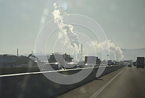 Freeway or highway traffic jam