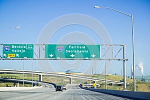 Freeway Interchange sign in east San Francisco bay, California