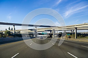 Freeway interchange, south San Jose, San Francisco bay area, California