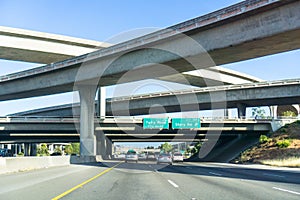 Freeway interchange, south San Jose, Santa Clara county, San Francisco bay area, California