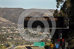 Freeway Sign warning of a child abduction