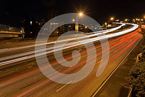 Freeway Traffic Light Trails at Night in Oregon