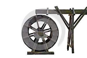 A freewheeled waterwheel with a lot of motion blur