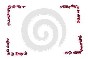 Freeze dried cherry on a white background.
