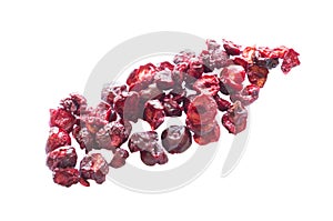 Freeze dried cherry on a white background. photo