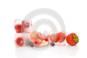 Freeze dried fruit on white.