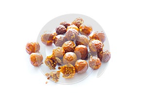 Freeze dried physalis on a white background.