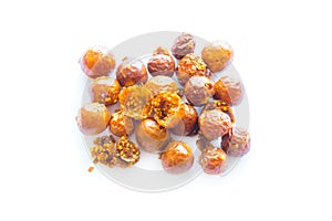 Freeze dried physalis on a white background.