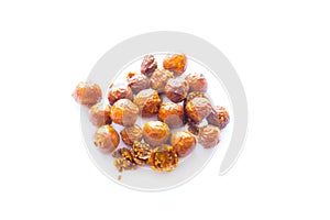 Freeze dried physalis on a white background.