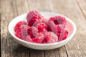 Freeze dried raspberries.