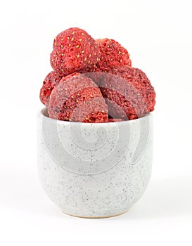 Freeze dried strawberries in small dish